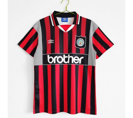 Manchester City 94/96 Away Red&Black Soccer Jersey